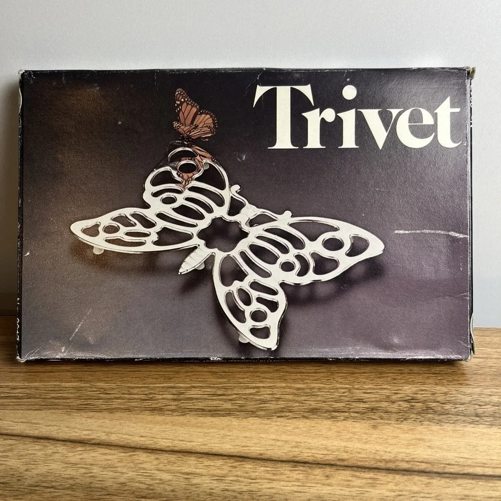 Vtg Leonard Silverplate Butterfly Shaped Trivet Decorative Kitchen Accessory NEW